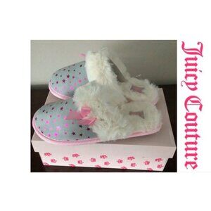 🆕 Juicy by Juicy Couture Sonora Girls Slip-On Slippers Gray/Pink SZ 4-5 💥💥